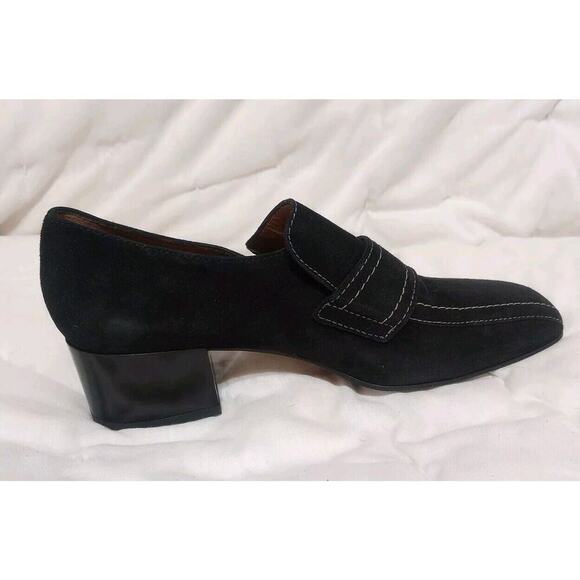Aquatalia Carmeline Black Suede Loafer Size 8.5 Healed Black Loafer Slip On - Picture 3 of 10